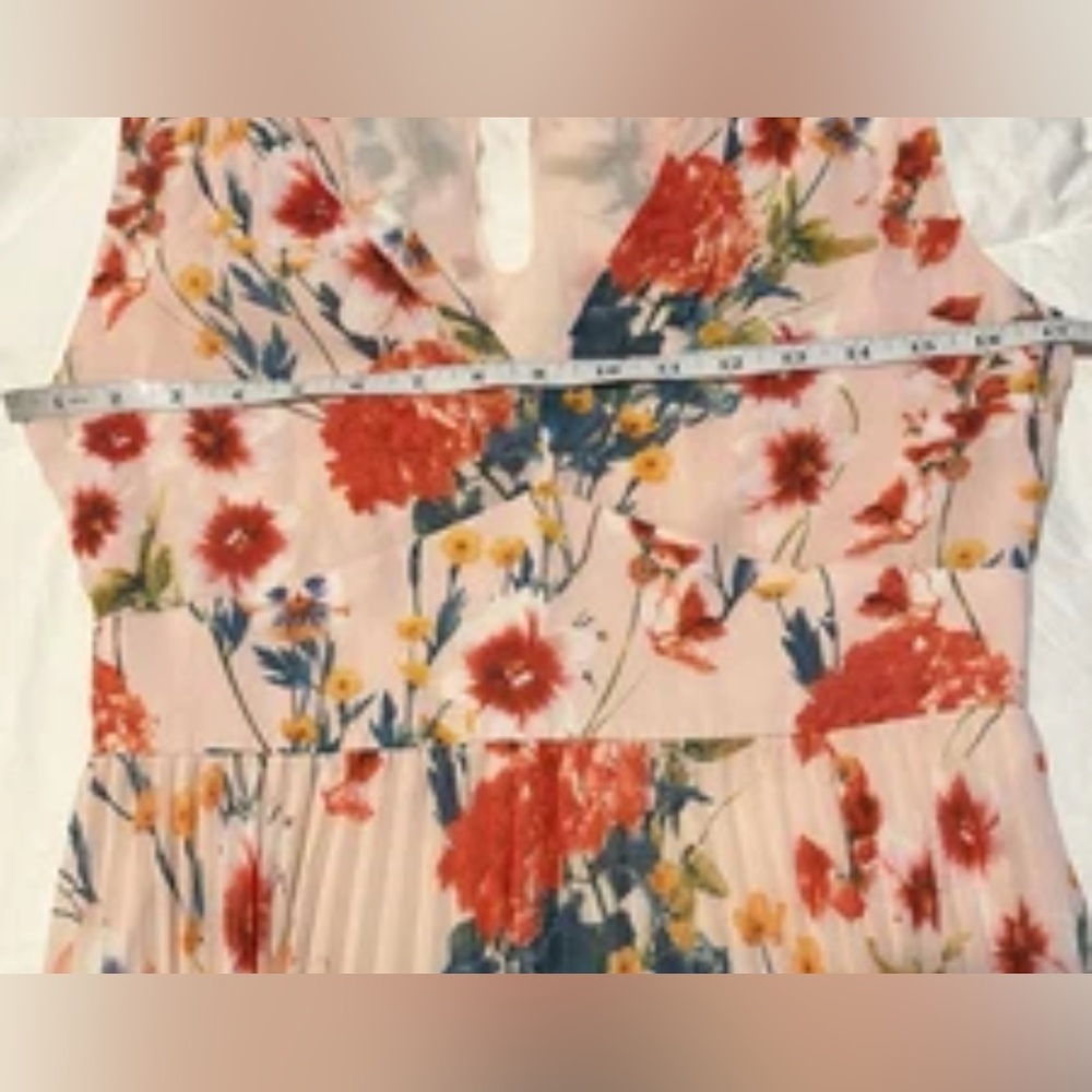 Karen Millen Pink Floral Pleated Dress Size US 8 UK 12 - Picture 7 of 9